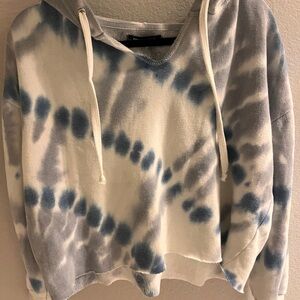 Ocean Drive Gray and White Tie-Dye Hoodie